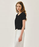W CRINKLE SLEEVELESS + CARDIGAN SET IN BLACK image 3