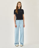 W SUMMER SEMI WIDE DENIM PANTS IN LIGHT BLUE image 6