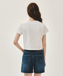W FRENCH GRAPHIC CROP TEE IN WHITE image 3