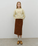 W CLASSIC CORDUROY MIDI SKIRT IN BROWN image 3