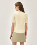 W DOODLE BEAR HALF KNIT PULLOVER IN IVORY image 3