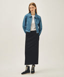 W CLASSIC LOGO SWEAT LONG SKIRT IN BLACK BLACK image 3