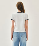 W CLASSIC LOGO RINGER TEE IN WHITE image 3