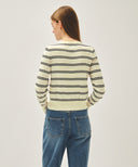 W STRIPE KNIT CARDIGAN IN IVORY image 3