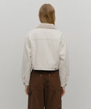 W CROP SHEARLING DENIM JACKET IN ECRU image 3