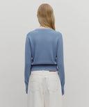 W CLASSIC LOGO CROP KNIT IN ASH BLUE image 3
