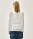 HOODED PACKABLE NYLON JACKET IN WHITE image 3