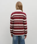 STRIPE COLLAR LONG SLEEVE IN BURGUNDY image 3