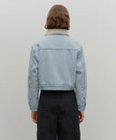 W CROP SHEARLING DENIM JACKET IN LIGHT BLUE image 3