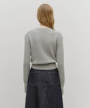 W CLASSIC LOGO CROP KNIT IN MELANGE GRAY image 3