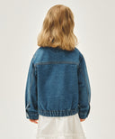 KIDS CLASSIC LOGO DENIM ZIPUP JACKET IN BLUE image 3