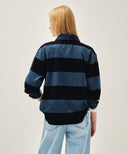 WASHED DENIM COLLAR LONG SLEEVE TEE IN BLUE image 3
