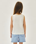 KIDS WAFFLE RINGER SLEEVELESS IN IVORY image 3