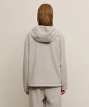 MARITHÉ SPORT FLEECE HOOD ZIP-UP JACKET IN LIGHT GRAY image 3