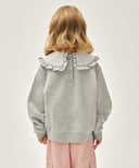 KIDS W FRILL COLLAR SWEATSHIRT IN HEATHER GREY image 3