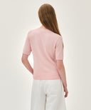 W DOODLE BEAR HALF KNIT PULLOVER IN LIGHT PINK image 3
