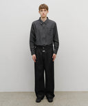 M WIDE RAW DENIM PANTS IN BLACK image 3