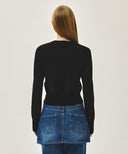 W SMALL CLASSIC LOGO CROP KNIT PULLOVER IN BLACK image 3