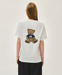 DOODLE BEAR TEE IN WHT/ BEG image 3