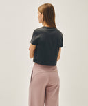W CLASSIC LOGO CROP TEE IN CHARCOAL GREY image 3