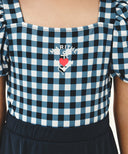 KIDS W CHECK SWIM SUIT IN NAVY image 4