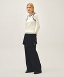 W LAYERED PLEATS SKIRT PANTS IN BLACK image 4