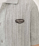 WAPPEN CROCHET HALF KNIT CARDIGAN IN HEATHER GREY image 4