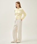 W LOW-WAIST TUCK WIDE DENIM PANTS IN ECRU image 6