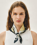 SUMMER PATTERN SILK SCARF IN NAVY image 4