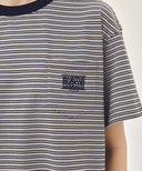 SMALL CLASSIC LOGO STRIPE RINGER TEE IN NAVY image 4