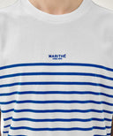 BLOCK STRIPE TEE IN BLUE image 4