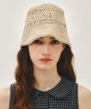 CIRCLE LOGO CROCHET BUCKET HAT IN LIGHT BEIGE image 4