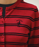 W STRIPE KNIT CARDIGAN IN RED image 4
