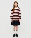 KIDS MICRO CLASSIC LOGO RUGBY STRIPE SWEATSHIRT IN BROWN