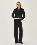 W SMALL CLASSIC LOGO CROP KNIT HOODIE ZIPUP IN BLACK image 4