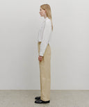 W COTTON CURVED LINE PANTS IN BEIGE image 4