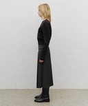 W SIDE BUCKLE PLEATED MIDI SKIRT IN CHARCOAL GREY image 4