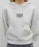 W SMALL CLASSIC LOGO CROP HOODIE IN LIGHT HEATHER GREY