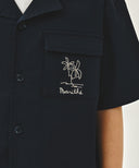 KIDS SEERSUCKER HALF SHIRT IN NAVY image 4