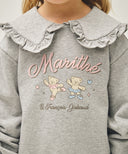 KIDS W FRILL COLLAR SWEATSHIRT IN HEATHER GREY image 4