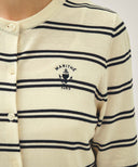 W STRIPE KNIT CARDIGAN IN IVORY image 4