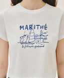 W FRENCH GRAPHIC CROP TEE IN WHITE image 4