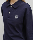 CREST LOGO JERSEY POLO LONG SLEEVE IN NAVY image 4
