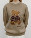DOODLE BEAR KNIT PULLOVER IN BEIGE image 4