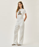 W SUMMER WIDE FIT DENIM PANTS IN WHITE image 7