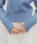 W CLASSIC LOGO CROP KNIT IN ASH BLUE image 4