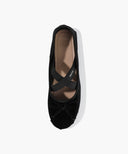 W CROSS BANDING VELVET FLAT SHOES IN BLACK image 10