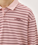 STRIPE PIQUE LONG SLEEVE TEE IN PINK image 4