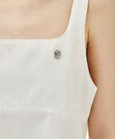 W DENIM SLEEVELESS DRESS IN OFF WHITE image 4