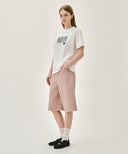 W LONG BERMUDA DENIM PANTS IN DUST PINK image 4